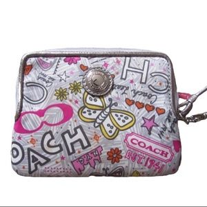 Coach Butterfly Graffiti Wristlet